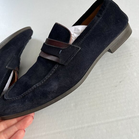 Magnanni Sz 9 Leather Daniel Loafer Men Navy Suede Slip On Flat Shoes